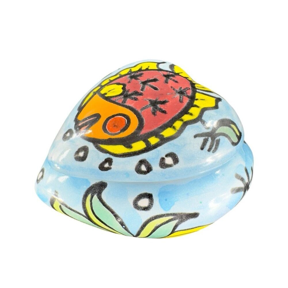 Hand Made Mexico Folk Art Pottery‎ Heart Shaped Trinket Dish Jewelry Holder VTG